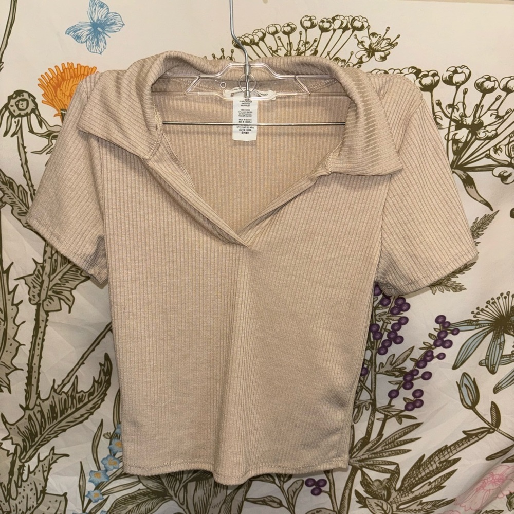 Cropped ribbed cotton tshirt